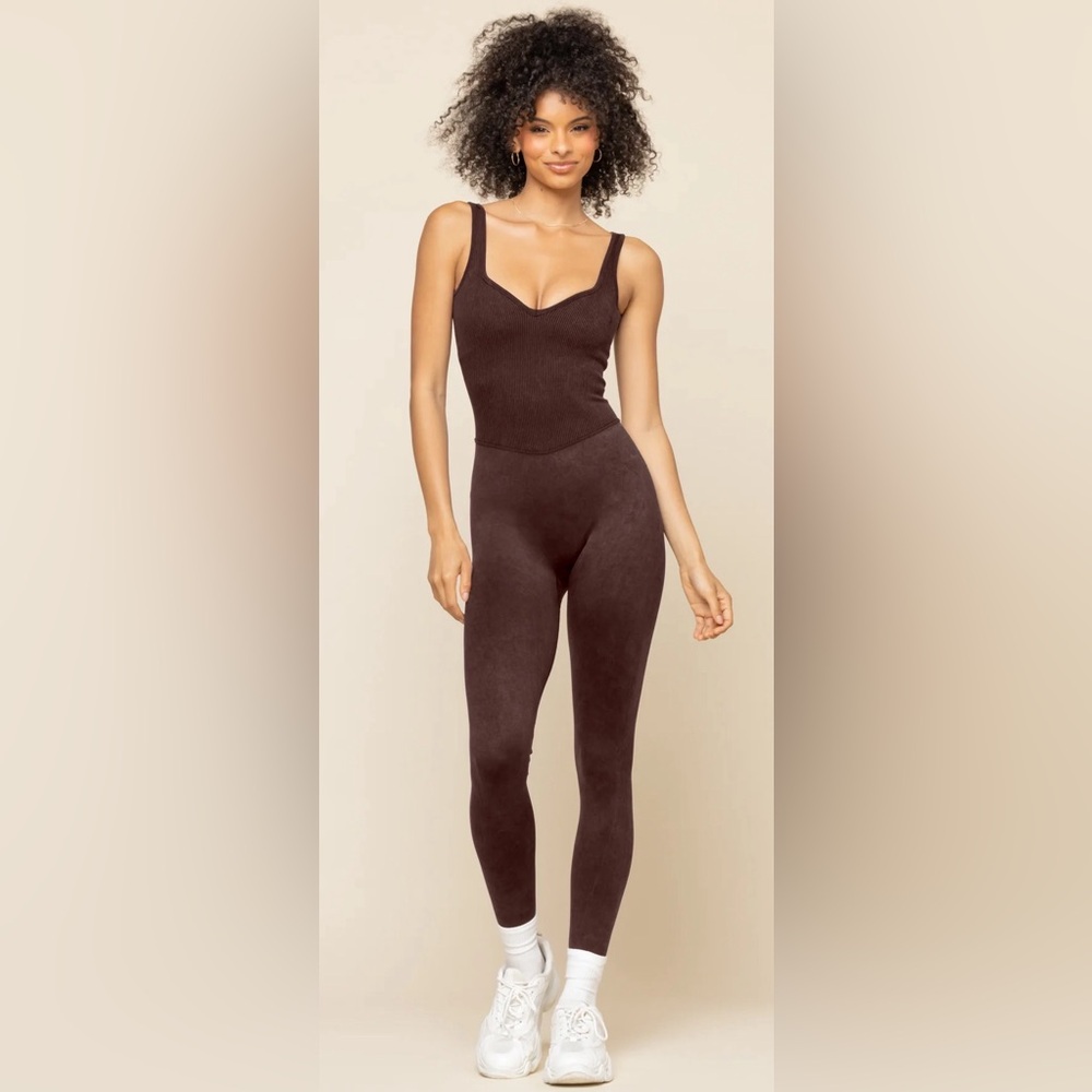 POPFLEX Be Flexible Seamless One Piece French Roast Athleisure Pilates Size M/L